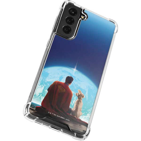 Superman 2025 Superman & Krypto watch the Earth Galaxy S21 FE Clear Case